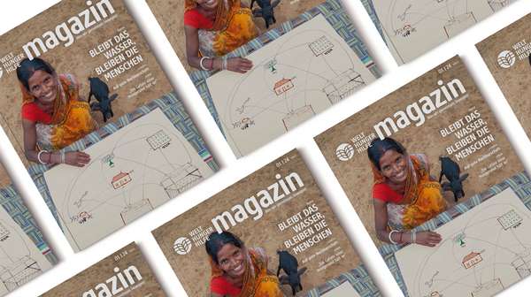 Cover-Collage des Magazins der Welthungerhilfe, Ausgabe 1/2024