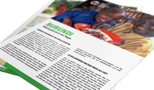 Projektblatt Burundi: Bildung geht durch den Magen