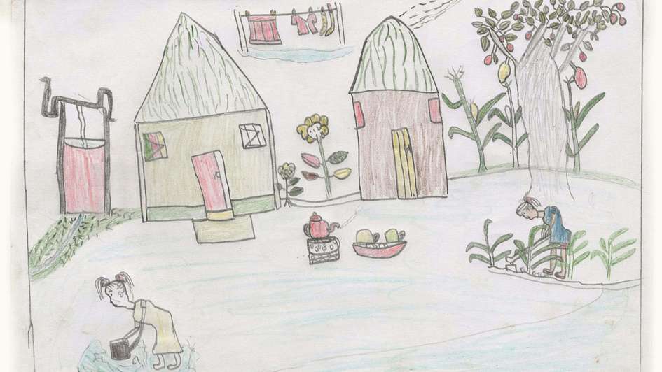 Zeichnung Von einem besseren Leben in der Landwirtschaft, Sambia.