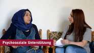Therapiegespräch einer syrischen Flüchtlingsfrau in der Türkei.