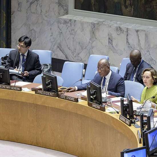 Vertreter des Sicherheitsrates der Vereinten Nationen bei einem Treffen zum Südsudan