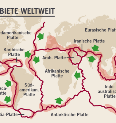 Infografik Erdbebengebiete weltweit, 2020.