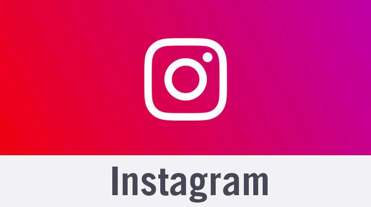 Instagram-Logo. Darunter steht "Instagram".