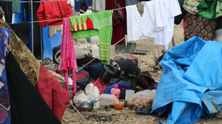 In einem Camp für Geflüchtete in Idlib, Syrien