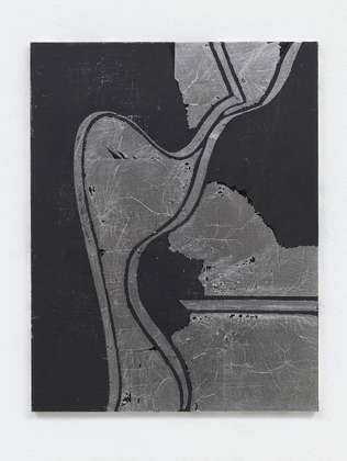 Blattsilber, Farbe auf Holzplatte von Nick Mauss: Ohne Titel, 2008