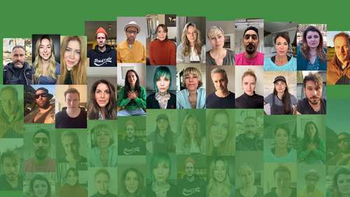 Eine Collage aller Unterstützerinnen und Unterstützer unserer Arbeit. Unten rechts in einer grünen Box steht: #WirGegenHunger, #WHHFightsCorona, #LeaveNoOneBehind
