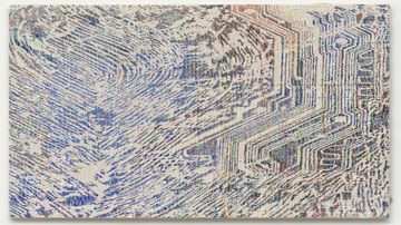Acryl und Strukturpaste auf Jute von Jutta Haeckel: Vertices, 2019