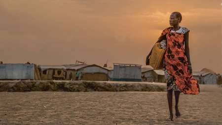 Coverfoto des Welthunger-Index 2018: Frau im Flüchtlingscamp Bentiu, Südsudan