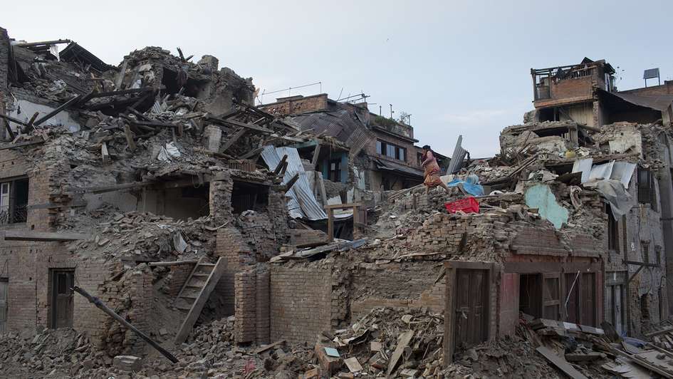 Trümmer in Nepal.