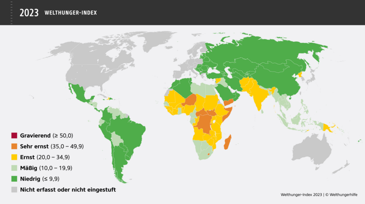 Weltkarte: Welthunger-Index 2023