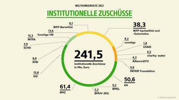 Infografik: Kuchendiagramm mit Aufteilung der institutionellen Zuschüsse