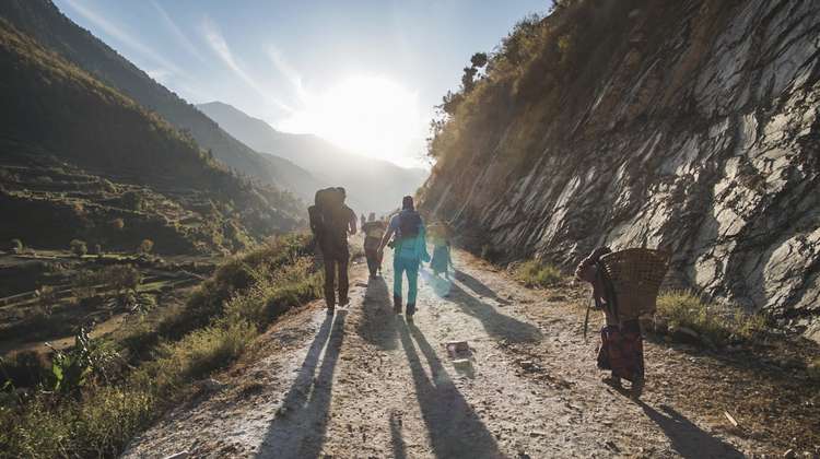 Wanderung beim Projetbesuch in Nepal, 2019. 