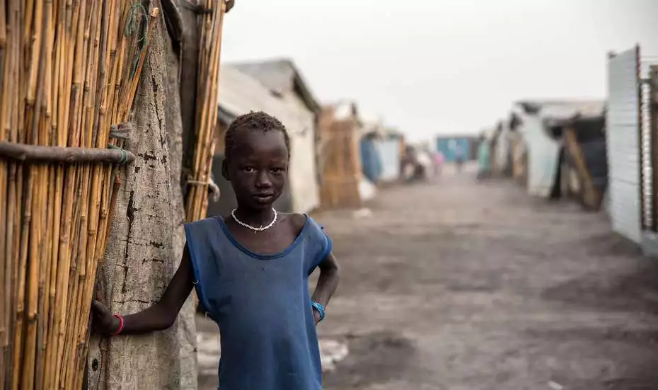 Klimaflucht im eigenen Land. Bild: Kind in einem Flüchtlingscamp.