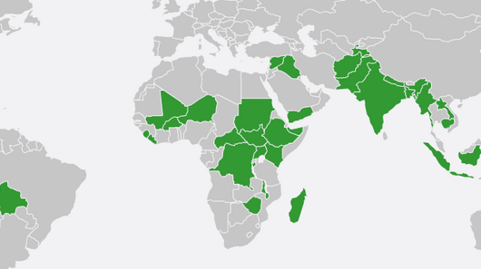 Abbild der interaktiven Länderkarte auf der Welthungerhilfe-Website. 