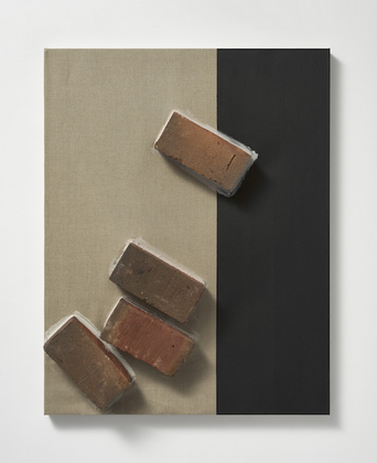 Ziegelsteine auf Leinwand, Acryl von Georg Herold: Ohne Titel, 2018