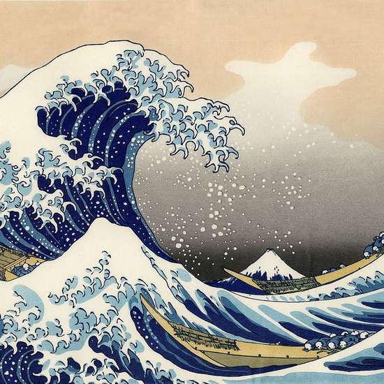 Eine gezeichnete Tsunami-Welle.