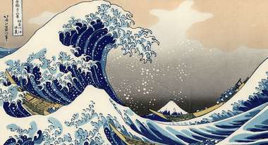 Eine gezeichnete Tsunami-Welle.