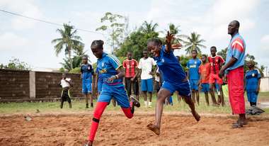 Fußballunterricht in der Koudoukou-Schule in der kongolesischen Hauptstadt Bangui