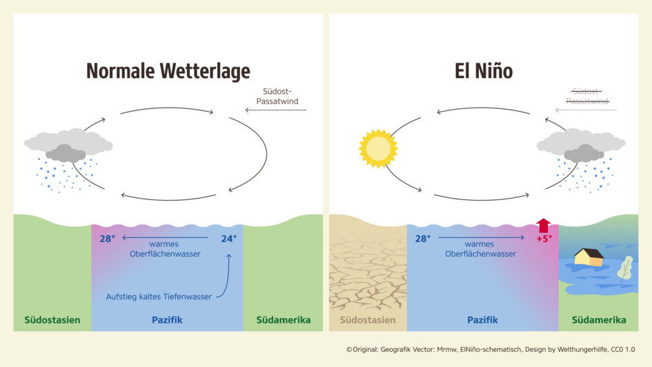 Grafik: Die Entstehung des Klimaphänomens El Niño