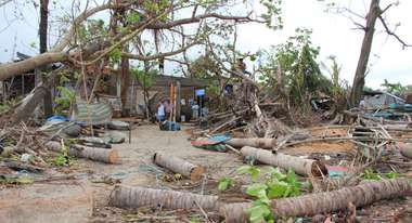 Zerstörte Häuser nach dem Taifun Hayan.