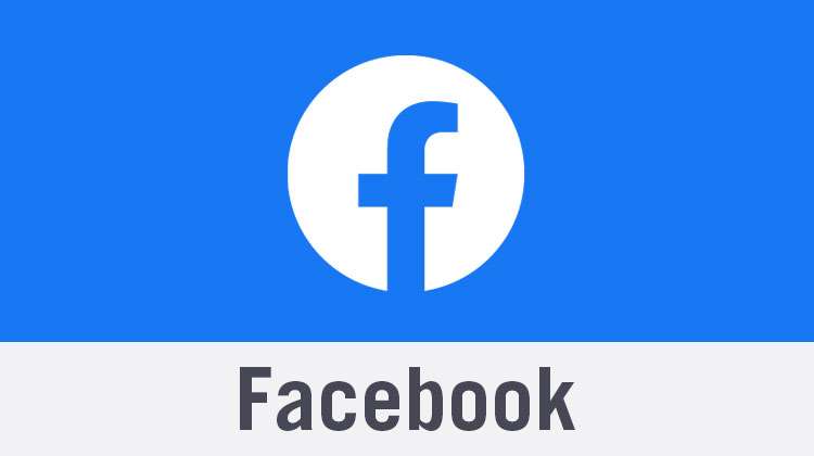 Facebook-Logo ("f"), darunter steht "Facebook"