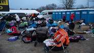 Kinderwagen an der polnisch-ukrainischen Grenze, 2022.