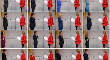 Collage: Vereidigungen des Kabinett der neuen Ampel-Koalition.