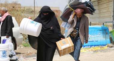 Verteilung von Hilfsgütern in Jemen.