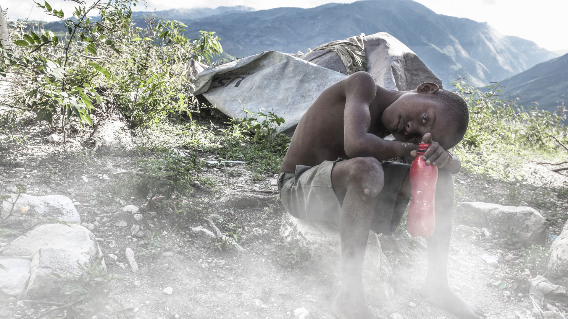 Die Familie von Papatam verlor durch Hurrikan Matthew in Haiti ihr Haus. Die Welthungerhilfe stellte ihnen eine Notunterkunft zur Verfügung.