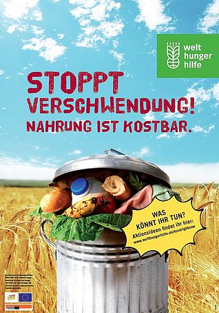 Aktionsposter: Stoppt Verschwendung, Nahrung ist kostbar!